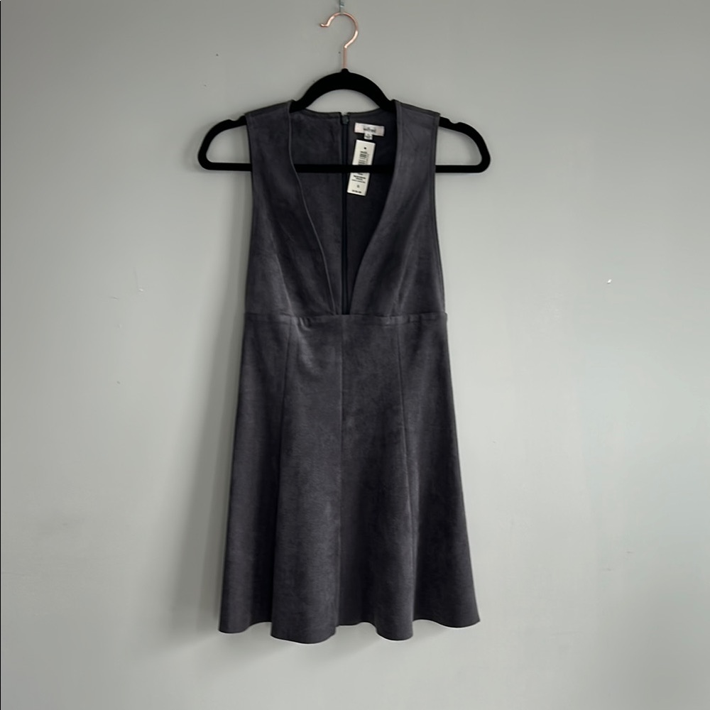 Wilfred Gray Plunge Neck A-line Cocktail Dress